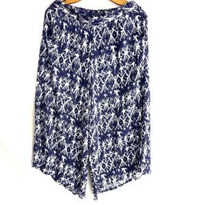 Mudd Women’s Pull On Wide Leg Pants - M - Y2K Blue Multicolored Flowy